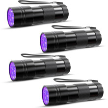 Pacote com 4 lanternas UV de 395 nm, luz negra com 12 LEDs.