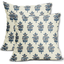 Conjunto de 2 capas de almofada florais em tons de azul e cinza, 45x45cm.
