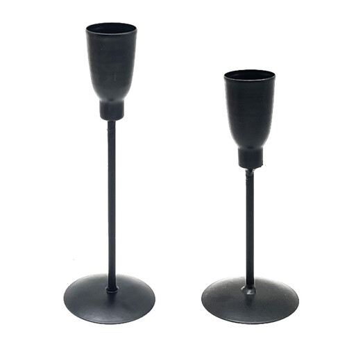 2 Black Iron Taper Candle Holders 1