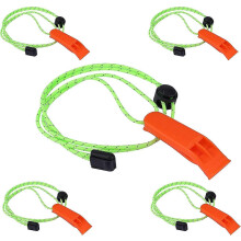 Pack Of 5 Emergency Whistle, Survival Whistle With Lanyard, Extra Loud Plastic Whistle, Signal Whistle