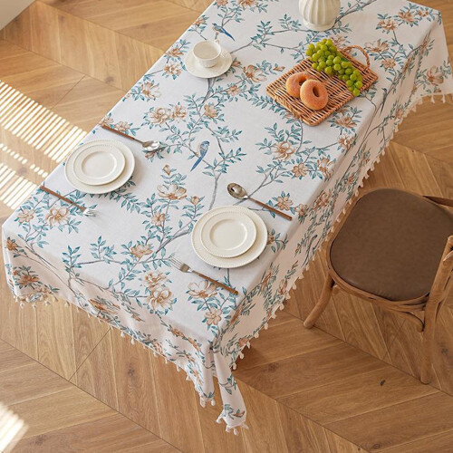 Blomster- og fugleduk 135 x 102 cm polyester