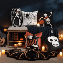 Halloween-Fußmatte in Fledermausform – Plüschsamt, rutschfest &