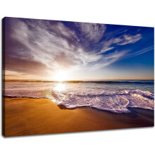 Quadro decorativo de parede com tema de praia - Nascer do sol na costa, 45,7 x 30,5 cm (18 x 12 polegadas)