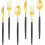 Gold Plastic Cutlery Set with Black Handles 96 Pieces 1