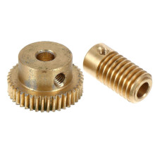2 Pcs 40 Teeth Gear Wheel Copper Worm Wheel and 5mm Hole Dia Shaft for Gear Box