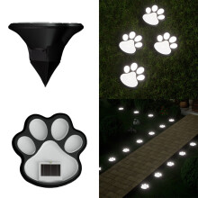Luminária solar de jardim com estampa de pata de cachorro, resistente às intempéries, pacote com 1 unidade.