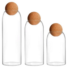 3-teilige Borosilikatglas-Einmachgläser mit Korkdeckeln