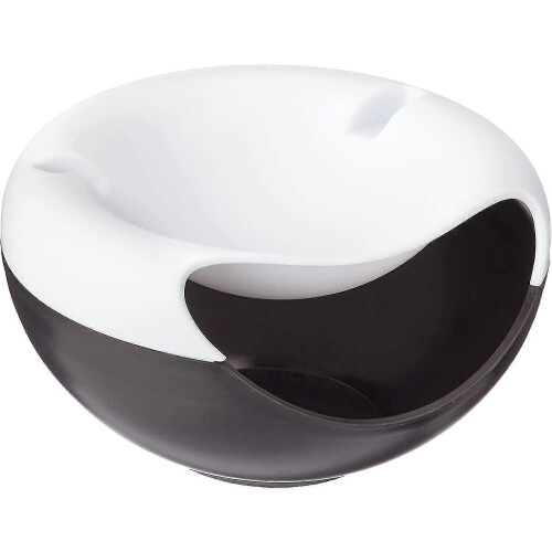 Ciotola per snack con supporto per cellulare, ideale per frutta secca e semi, colore bianco/nero.