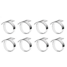 Lot de 8 ronds de serviette artisanaux en alliage, parfaits pour les tables de mariage et les réceptions.