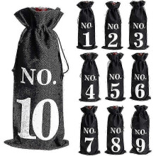 10 manchons en toile de jute à cordon pour bouteilles de vin, pour dégustations à l'aveugle