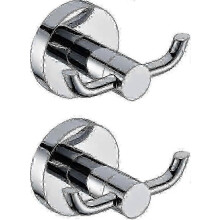 2PCS Wall Mount Robe Hooks Modern Polished Chrome Solid Brass Double Towel Hooks Door Bathroom Toilet Hat Clothes Wall Door Hanger Happy H