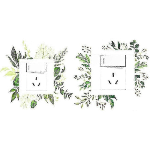Green Leaf Light Switch Sticker 2 Pieces Removable Plant Light Switch Decor Decals DIY Wall Art Stickers