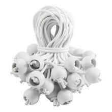 50 pezzi di corda elastica con palline, fascette elastiche per tendoni, tende, striscioni, aste portabandiera, teloni (bianchi)
