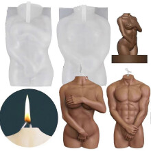2 stampi in silicone a forma di corpo 3D per candele in resina, ideali per la creazione fai da te.