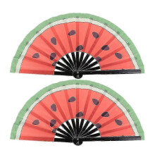 2Pcs Watermelon Handheld Folding Fan Japanese Style Large Performance Dancing Fan