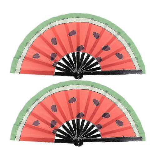 2Pcs Watermelon Handheld Folding Fan Japanese Style Large Performance Dancing Fan