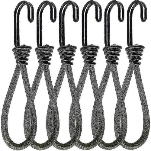 6 Pcs Rubber Bungee Cords with Hooks for Heavy Duty Tie Down Use