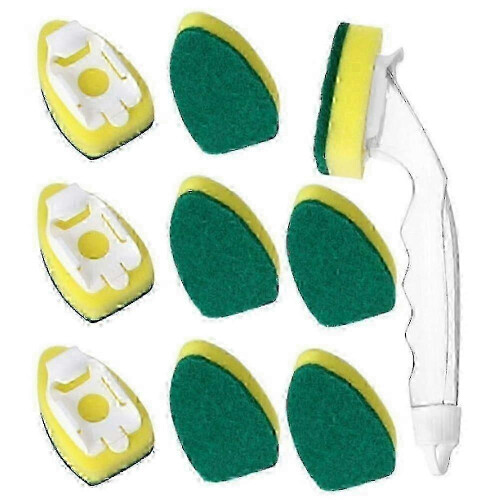 9 Pack Replacement Sponge Heads for Dishwand, Kitchen Cleaning Set with Handle