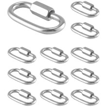 12 stuks Quick Link M4 4mm roestvrijstalen kettingconnector, robuuste D-vormige vergrendeling voor karabijnhaak