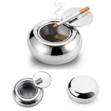 Cendrier avec couvercle, poubelle à cigarettes et cigares en acier inoxydable pour intérieur ou extérieur