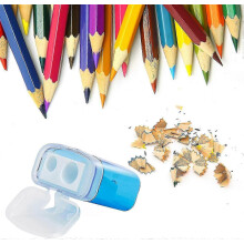 12 Stück kleine manuelle Bleistiftspitzer mit 2 Löchern und Deckel, für Kinder und Schule