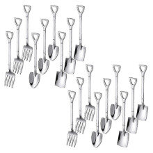 18-delige set: Schep, Lepel, Vork, Schep, Koffielepel, Schep met steel, Dessertlepel, IJsschep, Schep Xixi