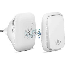 Wireless Doorbell,Self Powered No Battery Required,150m Range Waterproof Push Button with 38 Chimes,4 Level Volume and LED Light-White