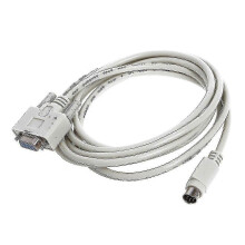 RS232 Download Cable DB9P to 8P Mini Din White 8.2 Ft for PLC DVP-EH
