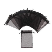 Lot de 100 sachets cadeaux en organza Ă cordon de serrage (10 x 15 cm), pochettes Ă bijoux et bonbons, noirs.
