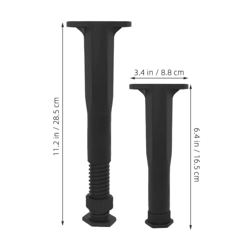 6-Pack Black PP T-Shaped Adjustable Bed Legs 1