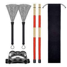 4-delige professionele houten drumborstels en drumstokken set voor drumliefhebbers en drummers - YuJia