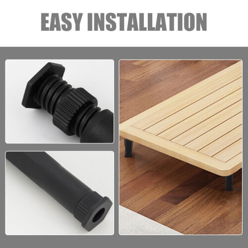6-Pack Black PP T-Shaped Adjustable Bed Legs 2