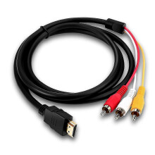 HDMI naar RCA-kabel, 1080p HDMI naar 3RCA settopbox HD-conversiekabel, rood, geel en wit audio-videokabeladapter voor tv, HDTV en dvd - 1,5 m