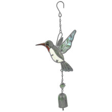Colorful Glass Metal Garden Wall Art Decoration Hanging Hummingbird Wind Chimes