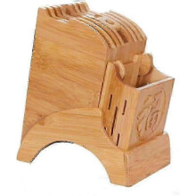 Bloque de bambú para cuchillos sin cuchillos q37, organizador de almacenamiento para cuchillos, tijeras y soporte para afilador de cuchillos