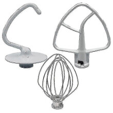 Set di 3 accessori per impastatrice planetaria compatibile con KSM150, include gancio impastatore, frusta a filo e frusta piatta rivestita.