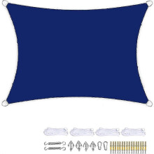 Voile d'ombrage rectangulaire avec corde et kit de montage gratuits - Imperméable et respirante - 2 x 3 m (bleu foncé)