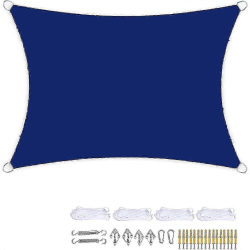 Toldo rectangular con cuerda y kit de montaje incluidos. Toldo impermeable y transpirable de 2x3 m (azul oscuro).