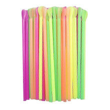 100Pcs Slushie Straws, Jumbo Wide Straws, Spoon Scoop Straws for Smoothies Slushies Ice Cones