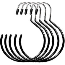 Lot de 5 porte-foulards ronds, grand format, avec crochets et anneaux de suspension, pour cravates, ceintures et chapeaux (noir)