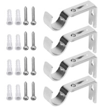 4PCS Curtain Brackets,Adjustable Curtain Bracket with Screw for Hang Curtain Rods, Door CurtainRods, Clothes Drying Rods, Shower Curtain Rods,Silver