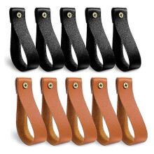10Pcs Leather Curtain Rod Holder,Leather Curtain Rod Bracket,PU Leather Loop Strap for Wood Curtain