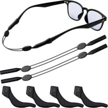 2 Pack Sunglass Holder Strap, Sports Glasses Strap With 4 Pcs Ear Hooks Anti Slip Sports Eyewear Retainer, Adjustable Universal Eyeglass Cord F