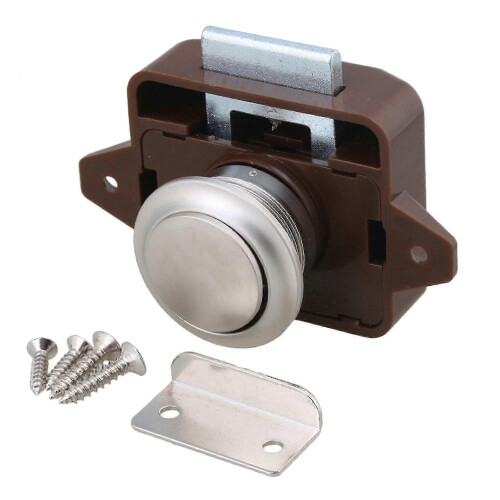 Brown Silver Push Button Cabinet Latch for RV Camper Motorhome Caravan