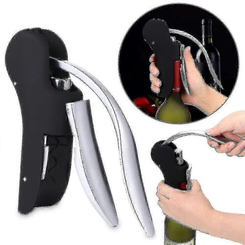Weinöffner – Schwarzer vertikaler Hebelkorkenzieher mit Folienschneider