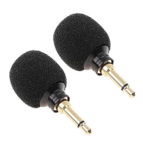 2Pack Black Hands Free Condenser Microphone with Windscreen Sponge Sleeve For Wireless Mike System 3.5mm Mono Plug