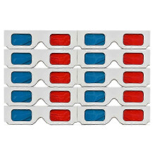 10 Pairs Red and Blue Paper 3D Glasses Anaglyph Stereo Lenses for Movie Viewing