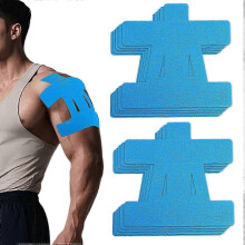 Kinesiology Tape for Shoulder, Waterproof PreCut Strips, Sports Support (Blue) 10 Pack