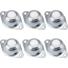 6 Pack Ball Transfer Units Furniture Casters with Bottom Flange Mounting Holes Zinc Plated Iron Transmission Bearing with Nylon Balls Conveyor Belt Tr