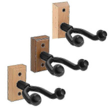 Lot de 3 supports muraux pour guitares électro-acoustiques, en noyer noir, compatibles avec basse, ukulélé, violon et mandoline.